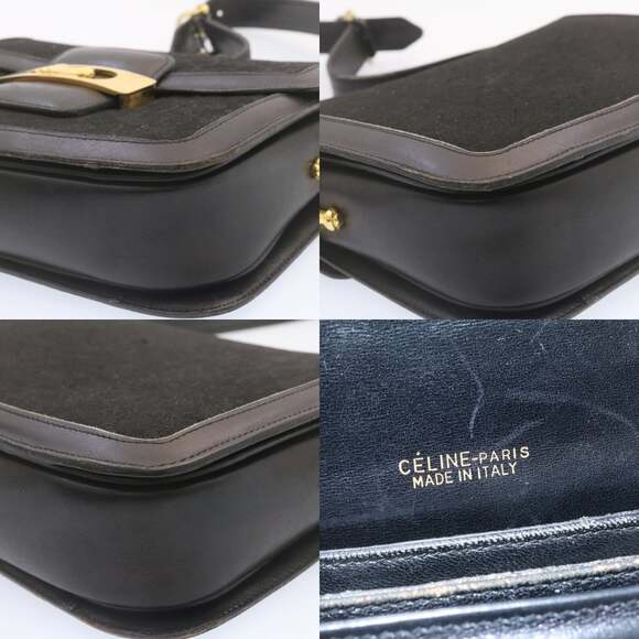 CELINE C Macadam Horse Carriage Shoulder Bag Canvas Black Gold - Picture 10 of 12